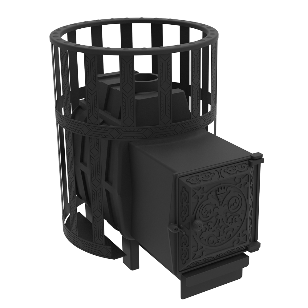 Печь чугунная для бани "Воевода" 15 ДТ-4, сетчатый кожух