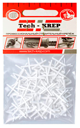 Крестики пластиковые для плитки, 4,0мм 100шт, (уп.) (Tech-Krep)