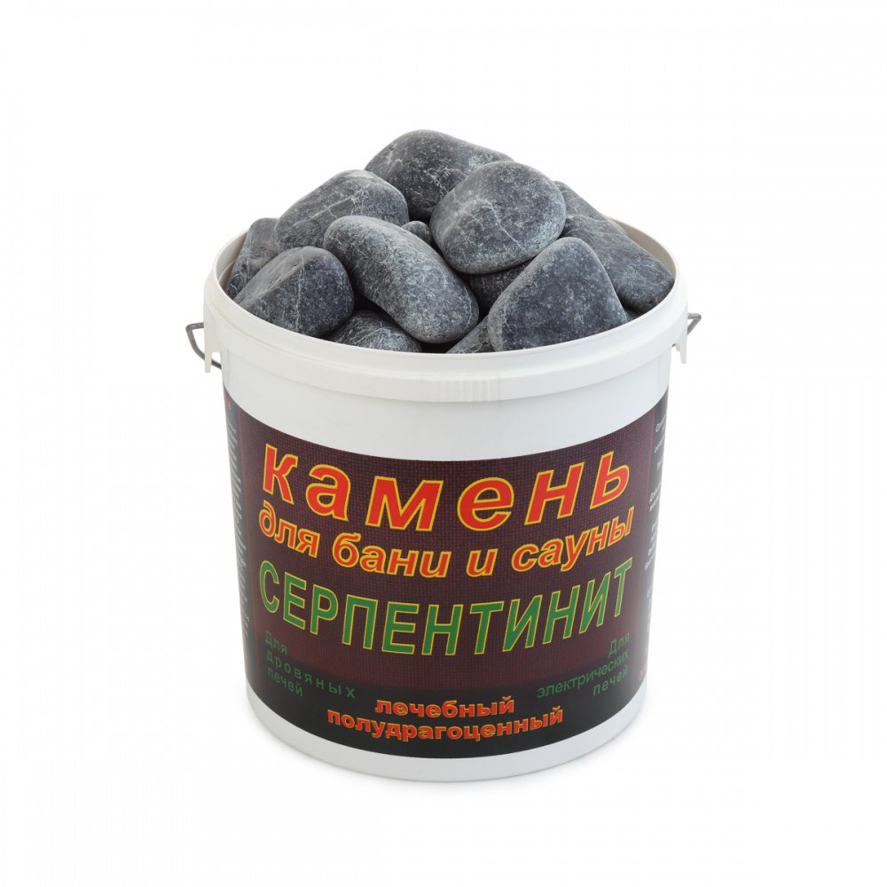 Камни для бани Серпентинит (20 кг, ведро, шлифованный)