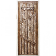 Дверь (липа) глухая состаренная "Банька", 1700мм х 800мм, коробка (хвоя)
